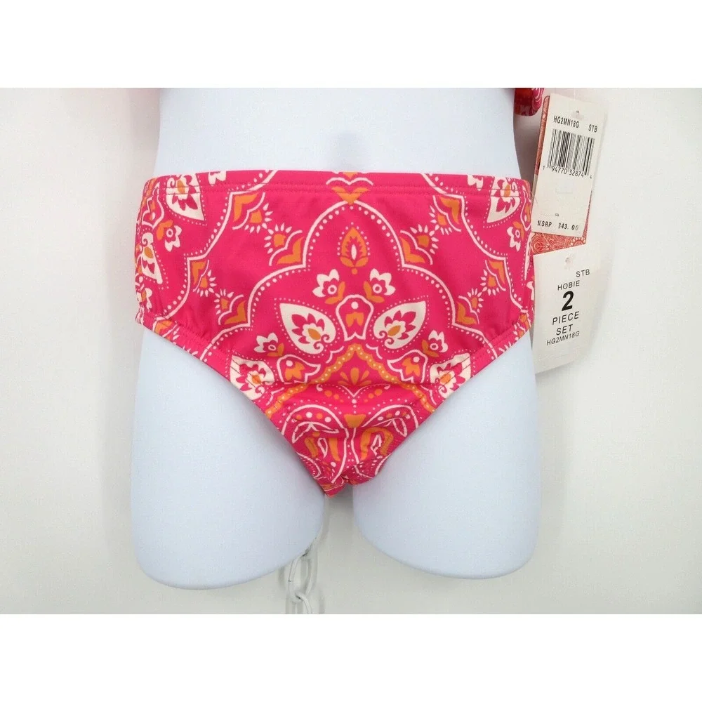 HOBIE GIRLS‎ BANDANA 2 PIECE BIKINI SWIMSUIT Girl's Size 7 PINK